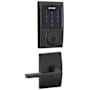 Schlage Connect Century Touchscreen Electronic Deadbolt with Z-Wave Plus Technology and Passage Latitude Lever and Decorative Century Trim Matte Black