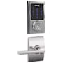 Schlage Connect Century Touchscreen Electronic Deadbolt with Z-Wave Plus Technology and Passage Latitude Lever and Decorative Century Trim Bright Chrome