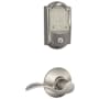 Schlage Encode WiFi Enabled Electronic Keypad Deadbolt with Camelot Trim and Accent Lever Set Satin Nickel