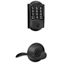 Schlage Encode WiFi Enabled Electronic Keypad Deadbolt with Camelot Trim and Accent Lever Set Matte Black