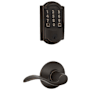 Schlage Encode WiFi Enabled Electronic Keypad Deadbolt with Camelot Trim and Accent Lever Set Aged Bronze