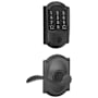 Schlage Encode WiFi Enabled Electronic Keypad Deadbolt and Accent Lever Set with Camelot Trim Matte Black