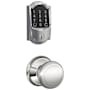 Schlage Encode WiFi Enabled Electronic Keypad Deadbolt with Camelot Trim and Andover Knob Set Bright Chrome