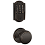 Schlage Encode WiFi Enabled Electronic Keypad Deadbolt with Camelot Trim and Andover Knob Set Aged Bronze