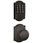 Schlage Encode WiFi Enabled Electronic Keypad Deadbolt and Andover Knob Set with Camelot Trim Aged Bronze