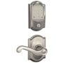 Schlage Encode WiFi Enabled Electronic Keypad Deadbolt and Flair Lever Set with Camelot Trim Satin Nickel
