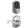 Schlage Encode WiFi Enabled Electronic Keypad Deadbolt and Flair Lever Set with Camelot Trim Bright Chrome