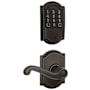 Schlage Encode WiFi Enabled Electronic Keypad Deadbolt and Flair Lever Set with Camelot Trim Aged Bronze