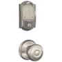 Schlage Encode WiFi Enabled Electronic Keypad Deadbolt with Camelot Trim and Georgian Knob Set Satin Nickel