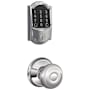 Schlage Encode WiFi Enabled Electronic Keypad Deadbolt with Camelot Trim and Georgian Knob Set Bright Chrome