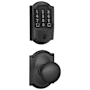 Schlage Encode WiFi Enabled Electronic Keypad Deadbolt and Plymouth Knob Set with Camelot Trim Matte Black