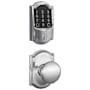 Schlage Encode WiFi Enabled Electronic Keypad Deadbolt and Plymouth Knob Set with Camelot Trim Bright Chrome