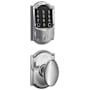 Schlage Encode WiFi Enabled Electronic Keypad Deadbolt and Siena Knob Set with Camelot Trim Bright Chrome