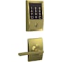 Schlage Encode WiFi Enabled Electronic Keypad Deadbolt and Latitude Lever Set with Century Trim Satin Brass