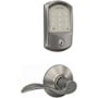 Schlage Encode Greenwich Electronic Keyless Entry Deadbolt Combo Pack with Accent Interior Lever and Decorative Plymouth Trim Satin Nickel
