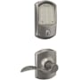 Schlage Encode Greenwich Electronic Keyless Entry Deadbolt Combo Pack with Accent Interior Lever and Decorative Greenwich Trim Satin Nickel