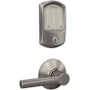 Schlage Encode Greenwich Electronic Keyless Entry Deadbolt Combo Pack with Broadway Interior Lever and Decorative Plymouth Trim Satin Nickel