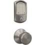 Schlage Encode Greenwich Electronic Keyless Entry Deadbolt Combo Pack with Bowery Interior Knob and Decorative Plymouth Trim Satin Nickel