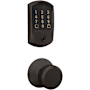 Schlage Encode Greenwich Electronic Keyless Entry Deadbolt Combo Pack with Bowery Interior Knob and Decorative Plymouth Trim Aged Bronze