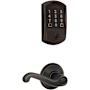 Schlage Encode Greenwich Electronic Keyless Entry Deadbolt Combo Pack with Flair Interior Lever and Decorative Georgian Trim Aged Bronze
