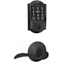 Schlage Encode Plus Camelot Electronic Keyless Entry Deadbolt Combo Pack with Accent Interior Lever and Decorative Plymouth Trim Matte Black