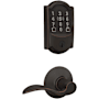 Schlage Encode Plus Camelot Electronic Keyless Entry Deadbolt Combo Pack with Accent Interior Lever and Decorative Plymouth Trim Aged Bronze
