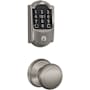 Schlage Encode Plus Camelot Electronic Keyless Entry Deadbolt Combo Pack with Andover Interior Knob and Decorative Georgian Trim Satin Nickel