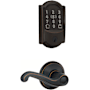 Schlage Encode Plus Camelot Electronic Keyless Entry Deadbolt Combo Pack with Flair Interior Lever and Decorative Georgian Trim Aged Bronze