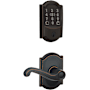 Schlage Encode Plus Camelot Electronic Keyless Entry Deadbolt Combo Pack with Flair Interior Lever and Decorative Camelot Trim Aged Bronze