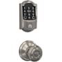 Schlage Encode Plus Camelot Electronic Keyless Entry Deadbolt Combo Pack with Georgian Interior Knob and Decorative Georgian Trim Satin Nickel