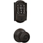 Schlage Encode Plus Camelot Electronic Keyless Entry Deadbolt Combo Pack with Georgian Interior Knob and Decorative Georgian Trim Aged Bronze