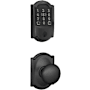 Schlage Encode Plus Camelot Electronic Keyless Entry Deadbolt Combo Pack with Plymouth Interior Knob and Decorative Camelot Trim Matte Black