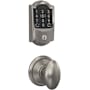 Schlage Encode Plus Camelot Electronic Keyless Entry Deadbolt Combo Pack with Siena Interior Knob and Decorative Georgian Trim Satin Nickel