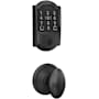 Schlage Encode Plus Camelot Electronic Keyless Entry Deadbolt Combo Pack with Siena Interior Knob and Decorative Georgian Trim Matte Black