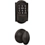Schlage Encode Plus Camelot Electronic Keyless Entry Deadbolt Combo Pack with Siena Interior Knob and Decorative Georgian Trim Aged Bronze