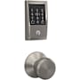 Schlage Encode Plus Century Electronic Keyless Entry Deadbolt Combo Pack with Bowery Interior Knob and Decorative Plymouth Trim Satin Nickel