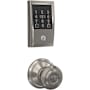 Schlage Encode Plus Century Electronic Keyless Entry Deadbolt Combo Pack with Georgian Interior Knob and Decorative Georgian Trim Satin Nickel