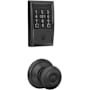 Schlage Encode Plus Century Electronic Keyless Entry Deadbolt Combo Pack with Georgian Interior Knob and Decorative Georgian Trim Matte Black
