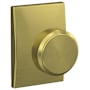 Schlage Custom Bowery Non-Turning Two-Sided Dummy Door Knob Set with Century Trim Satin Brass