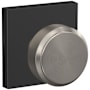 Schlage Custom Bowery Non-Turning Two-Sided Dummy Door Knob Set with Collins Trim Satin Nickel / Matte Black