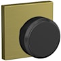 Schlage Custom Bowery Non-Turning Two-Sided Dummy Door Knob Set with Collins Trim Matte Black / Satin Brass