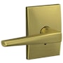 Schlage Custom Eller Non-Turning Two-Sided Dummy Door Lever Set with Century Trim Satin Brass