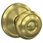 Schlage Custom Georgian Non-Turning Two-Sided Dummy Door Knob Set with Alden Trim Satin Brass