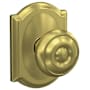 Schlage Custom Georgian Non-Turning Two-Sided Dummy Door Knob Set with Camelot Trim Satin Brass