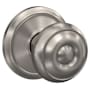 Schlage Custom Georgian Non-Turning Two-Sided Dummy Door Knob Set with Alden Trim Satin Nickel