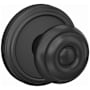 Schlage Custom Georgian Non-Turning Two-Sided Dummy Door Knob Set with Indy Trim Matte Black