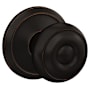 Schlage Custom Georgian Non-Turning Two-Sided Dummy Door Knob Set with Alden Trim Aged Bronze