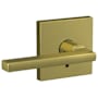 Schlage Custom Latitude Non-Turning Two-Sided Dummy Door Lever Set with Collins Trim Satin Brass
