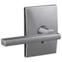 Schlage Custom Latitude Non-Turning Two-Sided Dummy Door Lever Set with Century Trim Satin Chrome