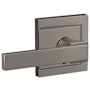 Schlage Custom Northbrook Non-Turning Two-Sided Dummy Door Lever Set with Upland Trim Satin Nickel